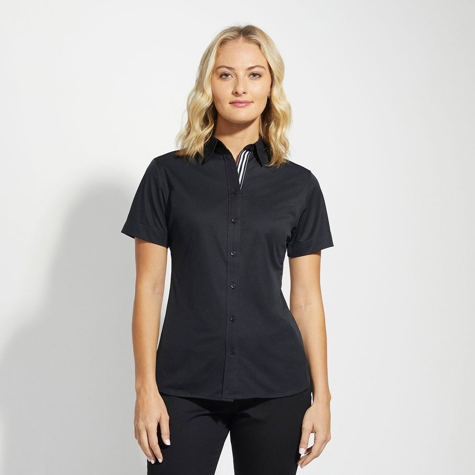 Ladies' X1 Performance Knit Shirt with Ribbon Trim - Black