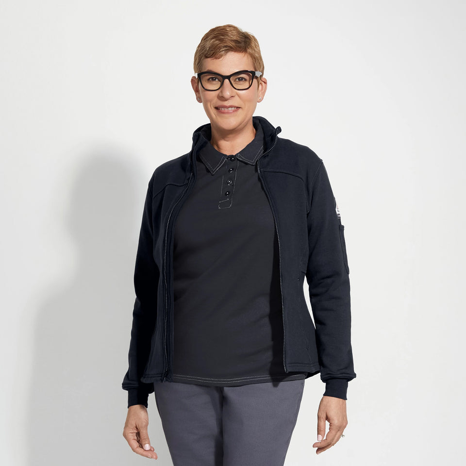 Ladies' Zip Front Fleece Jacket - Black