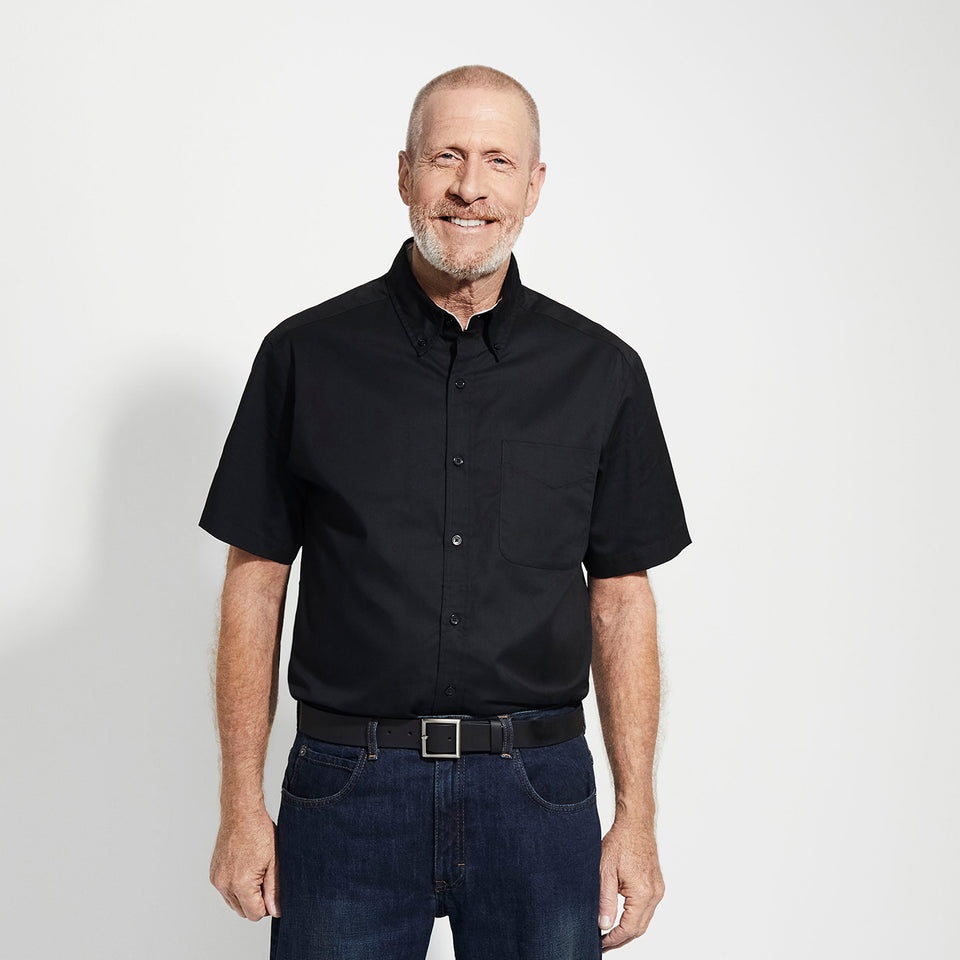 Men's Performance Button-Down Short Sleeve Shirt - Black
