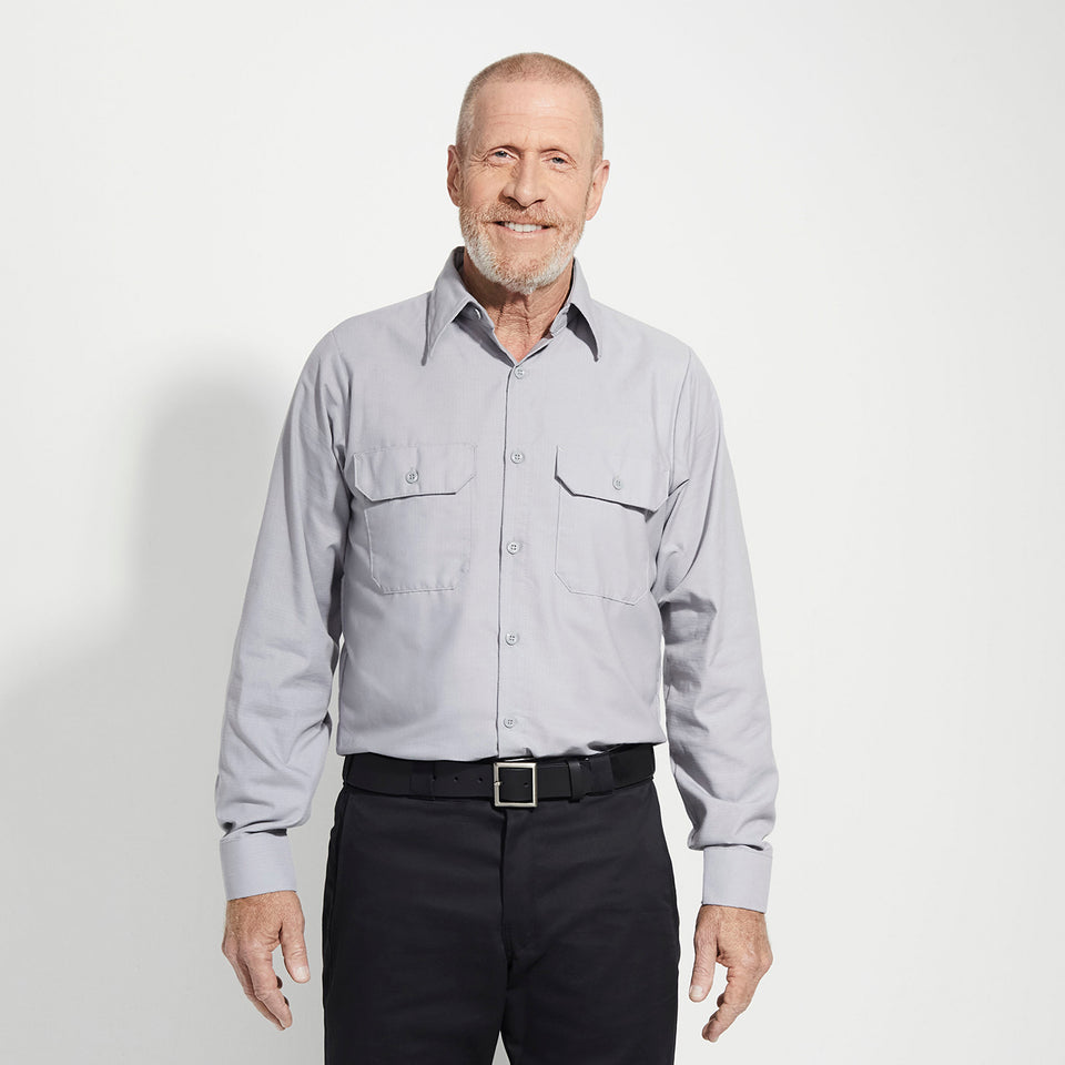 Men's Solid Ripstop Long Sleeve Shirt - Grey