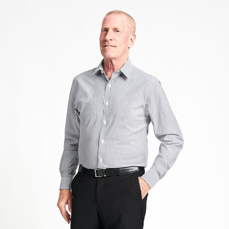 Men's James Shirt - Black/White Stripe