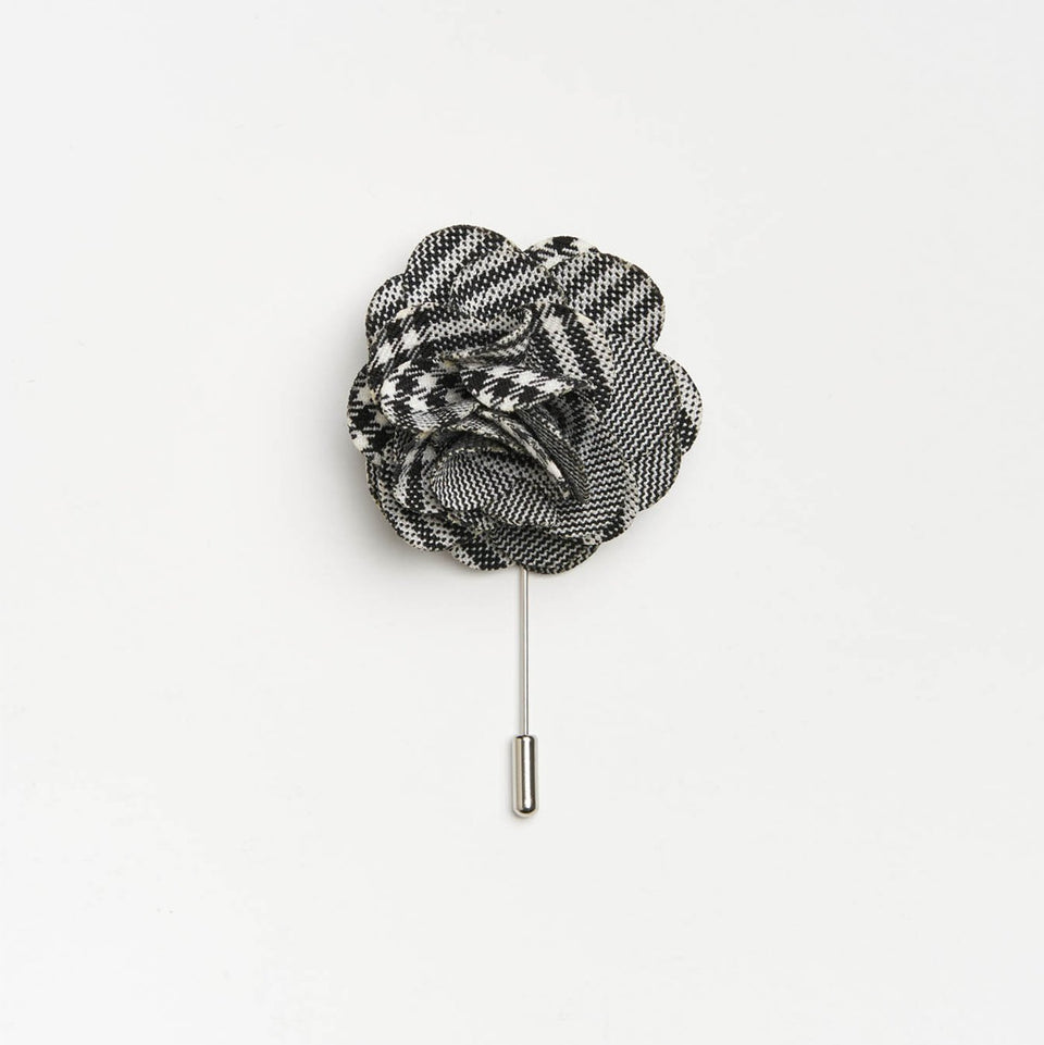 Glen Plaid Flower Lapel Pin