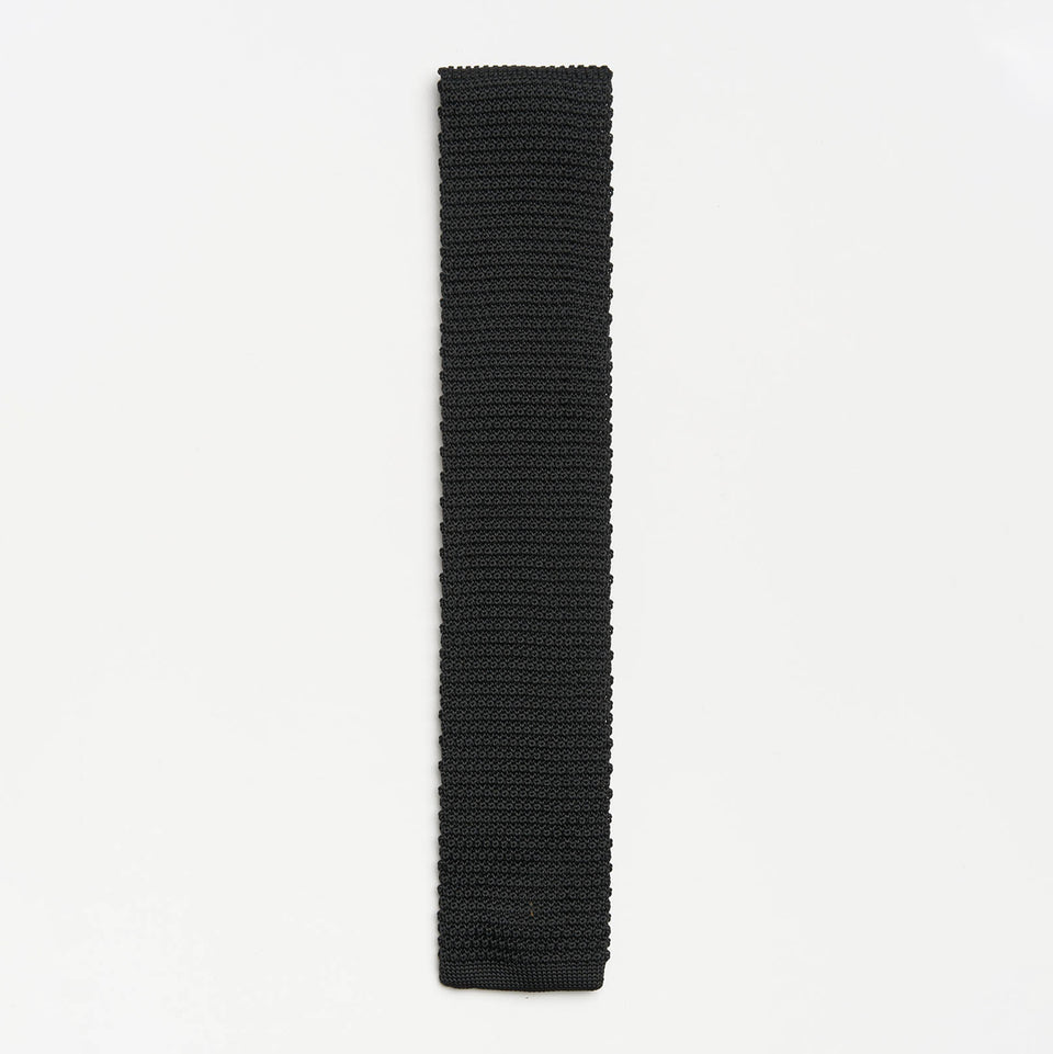 Solid Knit Tie - Black