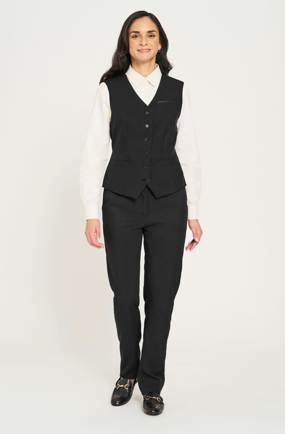 Ladies' 6-Button Vest - Black