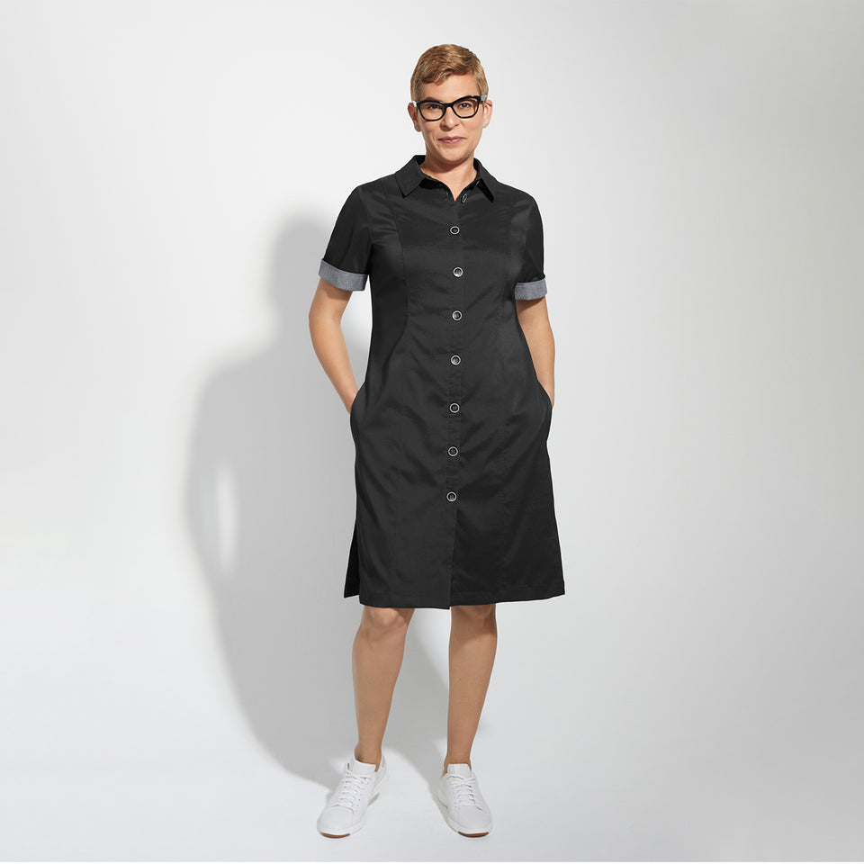 Ladies' Stylo Dress - Black/Heather Grey