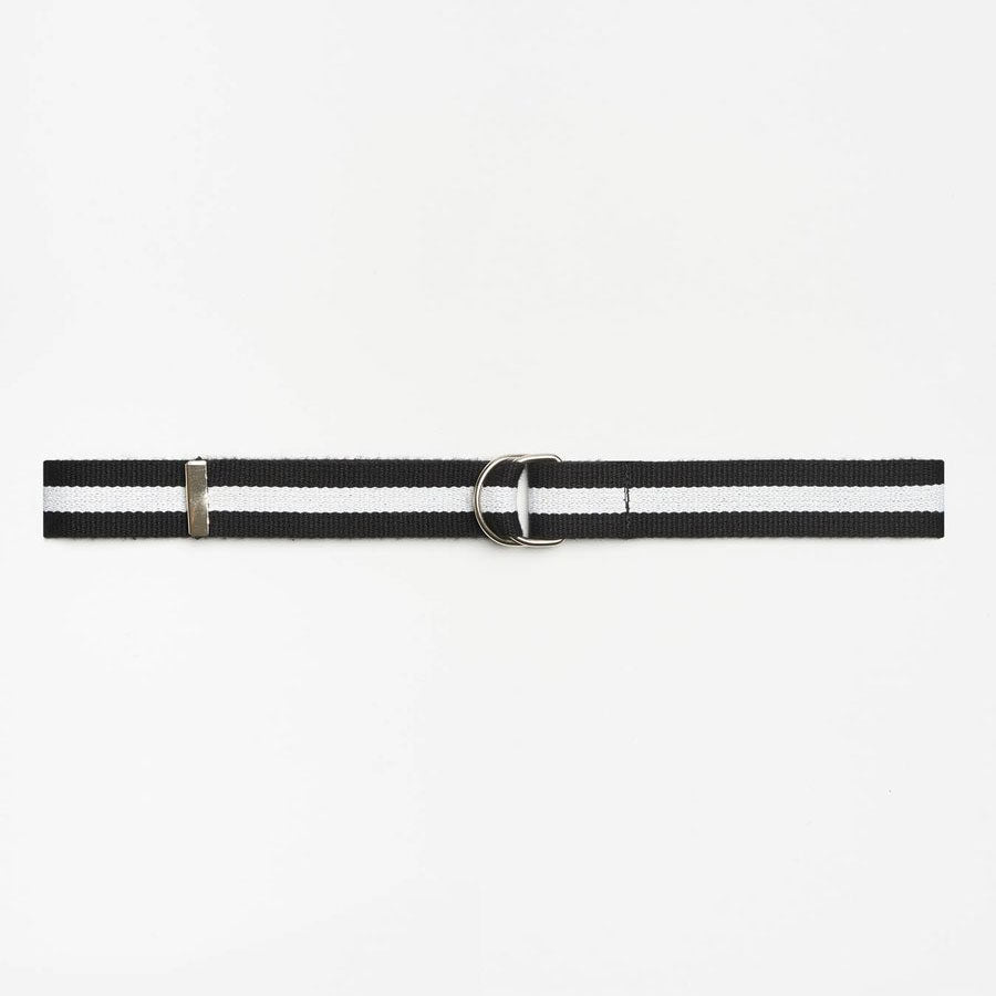 Men's D-Ring Web Belt - Black/White