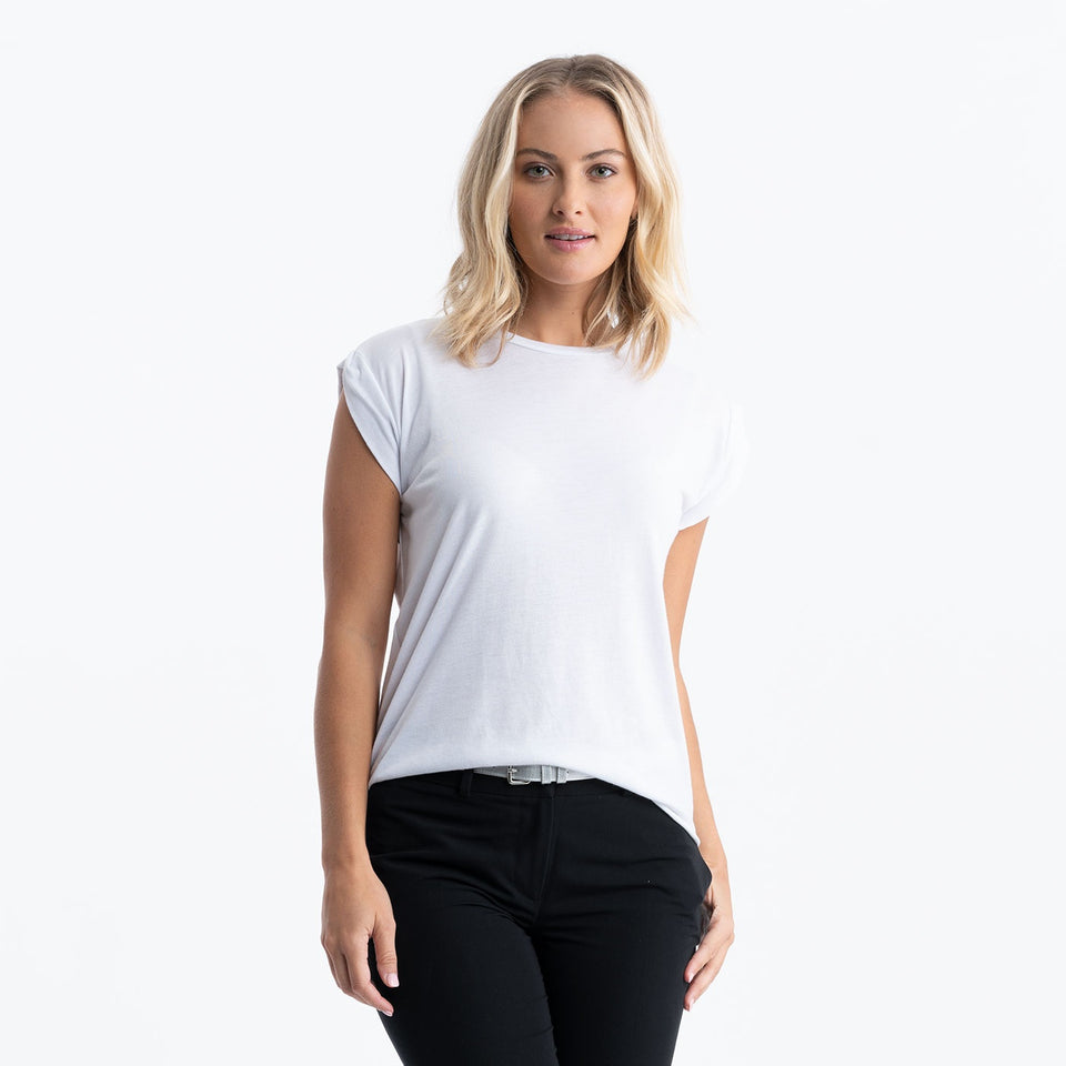 Ladies' Andrea Sleeveless Tee - White