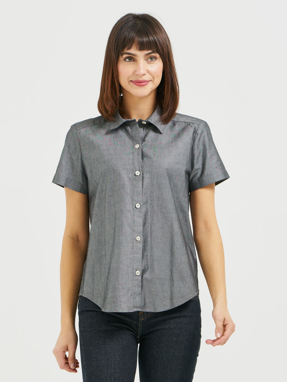 Ladies' Essential Blouse Short Sleeve - Coal Chambray