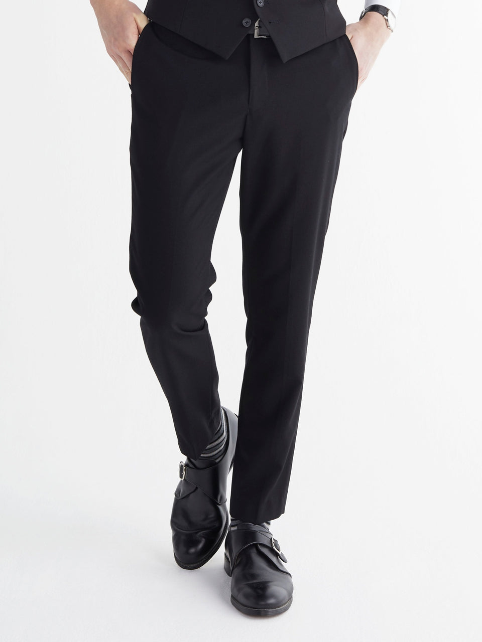 Buy Online| Spykar Men Navy Blue Cotton Slim Fit Ankle Length Trouser