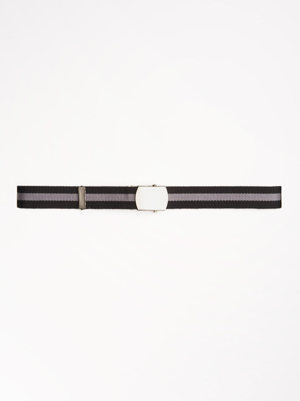 Men's Military Buckle Web Belt - Black/Grey/Black